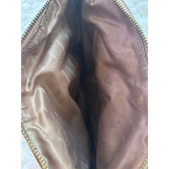 Versace Parfums Gold-Tone Cosmetic Bag With Zippered Closure & Front Pocket Reac - Picture 9 of 12